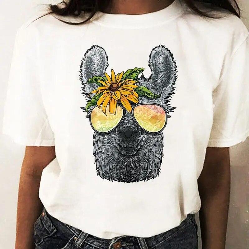 Girl Tops Sloths Koala Cartoon Pattern O-Neck Shirt Clothes For Women Ladies Anime Tshirt Oversized Tops Custom TShirt Tee-Shirt