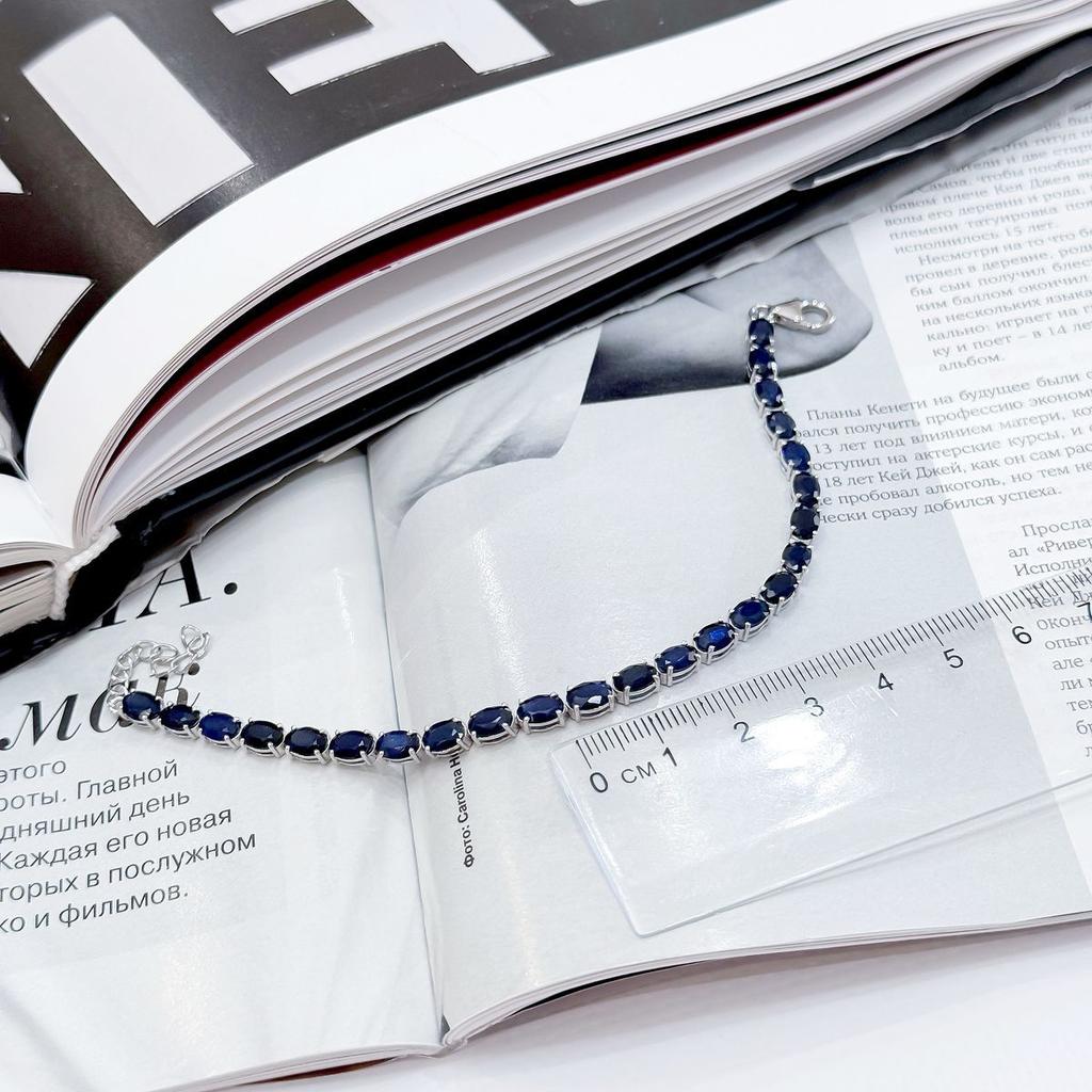 Серебряный браслет с натуральным сапфиром 13.832ct, вес изделия 8,08 гр (2166856)
