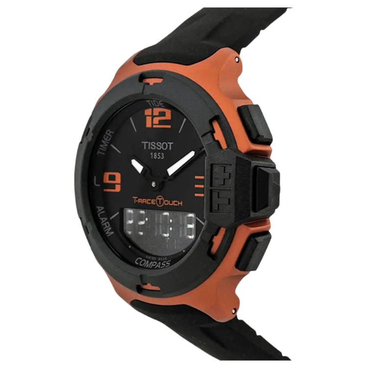 Tissot Коллекция Race Кварцевый механизм Мужские часы Часы 42,15 мм Черный циферблат Алюминиевый корпус часов Ремешок из каучука T081.420.97.057.03