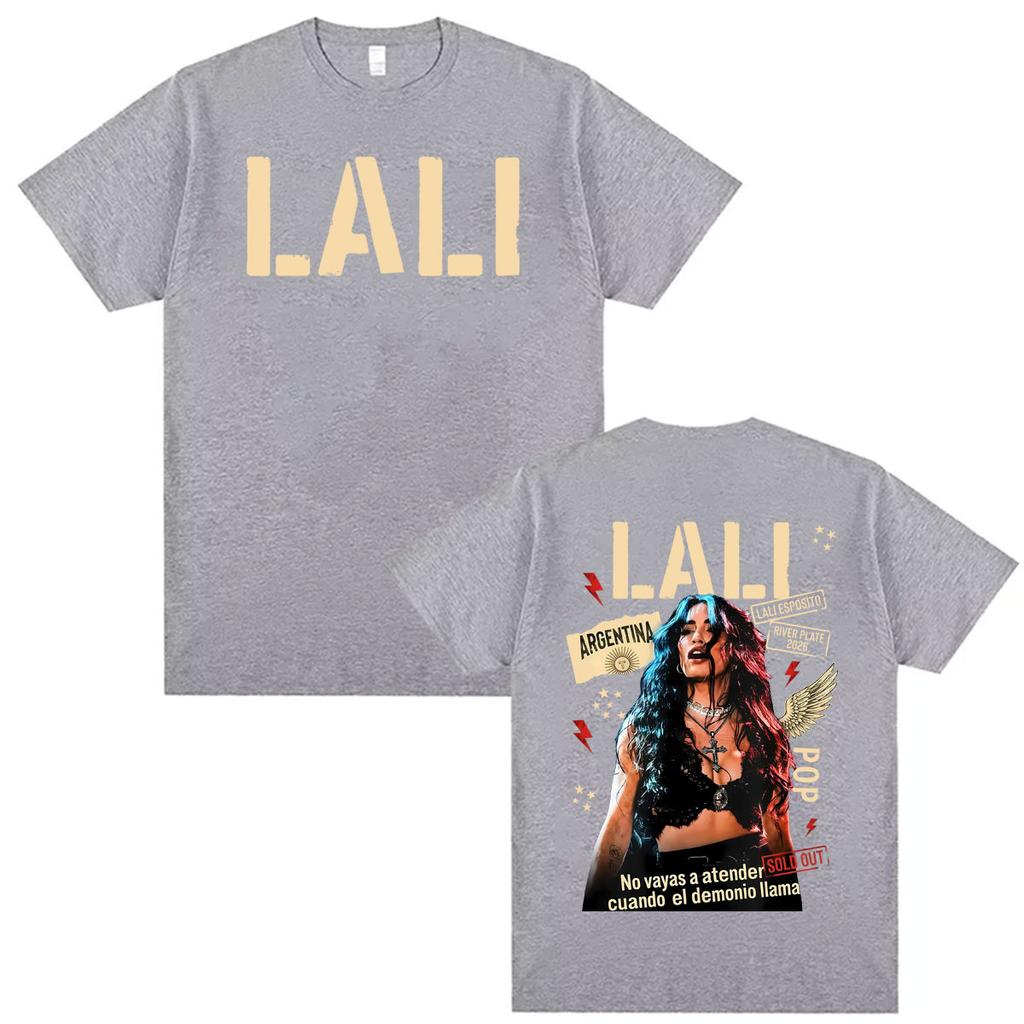 Singer Lali Esposito LA QUE LE GANA AL TIEMPO 2026 Tour Tshirt Retro Fashion Oversized T Shirt Unisex Women Cotton Casual Tshirts