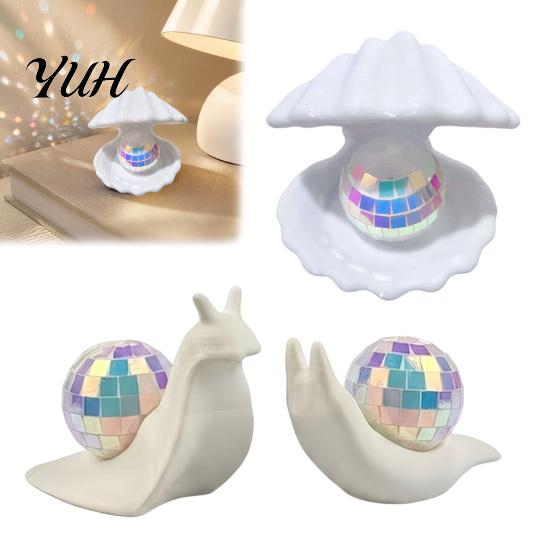 Cute Animal Ornament Disco Snail Figurine, Retro 70s Ball Table Statue, 3D Romantic Home Atmosphere Decor Glitter Mirror for Office Desktop