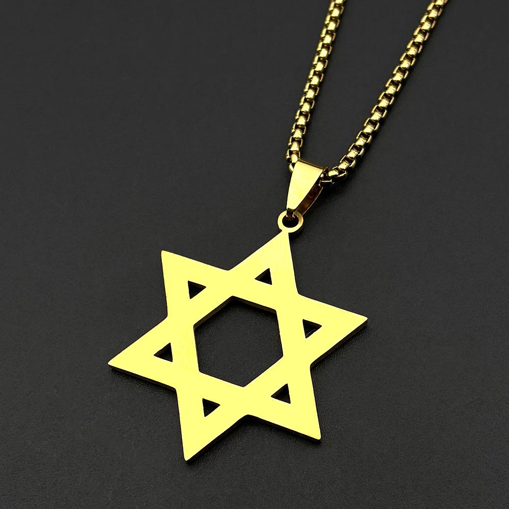 Израиль Шестиконечная звезда Je Magen David Нержавеющая сталь Кулон Ожерелье для Женщин Мужчин Звезда Давида Стразы Цепь Украшения