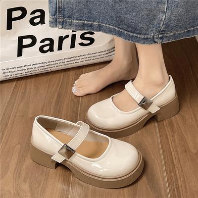 Белые японские туфли-лодочки с круглым носком на универсальной платформе, маленькие кожаные туфли женские, весна-осень, новая модель, толстый каблук, ретро, милые, крутые туфли Мэри Джейн