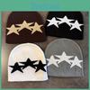 Fall Beanie Winter Knitted Cap With Star Pattern For Casual Gift Streetwear