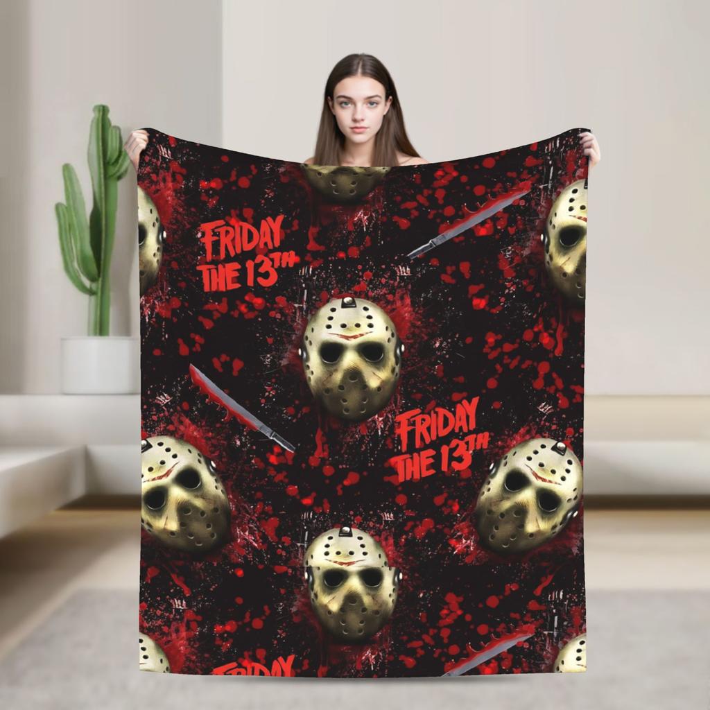 Пятница 13-е Джейсон Вурхиз Плед Пикник Фланель Постельное белье Пледы Для улицы Теплый На заказ Своими руками Качество Покрывало Подарок