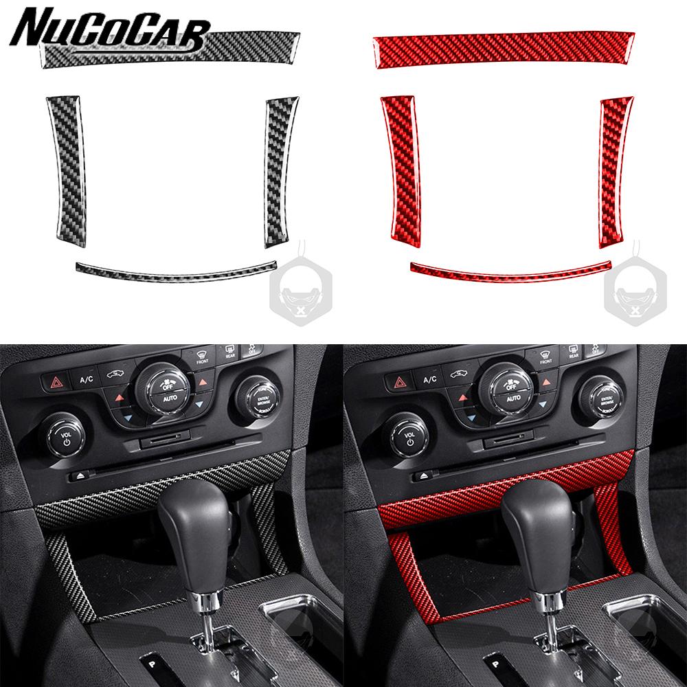 BII1 For Dodge Charger 2015-2023 Carbon Fiber Centre gearshift storage box Panel strip Car Accessories Interior Decorative Stickers