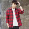 Мужская модная клетчатая рубашка: Свободная повседневная куртка с длинными рукавами и начесом на весну, лето и осень