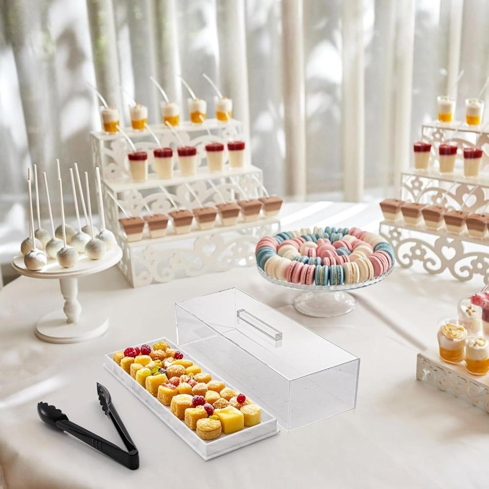 Marbled Pattern Rectangular Acrylic Bread Box Non-slip Bottom Dessert Display Rack Hotel
