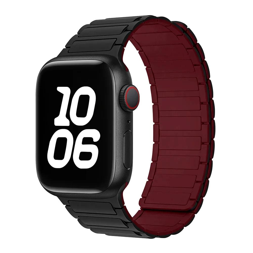 Магнитный спортивный ремешок для Apple Watch Ultra 2 49мм 46мм 45мм 44мм 42мм 38 40 41мм Силиконовый ремешок для IWatch Серии 10 9 8 7 6 5 4