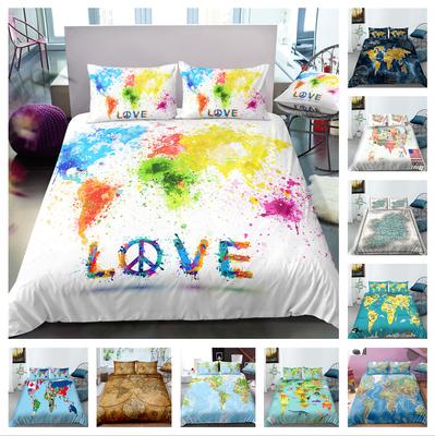 Комплект постельного белья с 3D-картой мира, пуховый пододеяльник с цифровой печатью высокой четкости, наволочка, 2 или 3 шт., AU180 * 210, полноразмерное украшение для дома