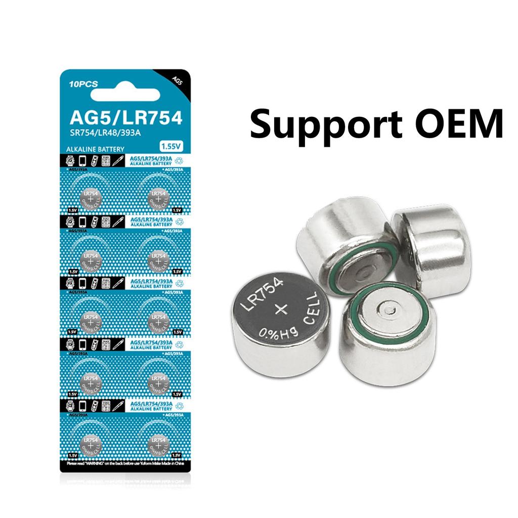 10 шт. батареек-таблеток AG5 LR754 193 SR754 546 RW28 939A LR48 D309 для часов, электроники, пульта, игрушек, часов, калькулятора