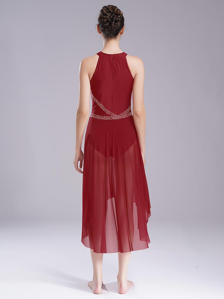 Женщины Девочки Блестящие Стразы Современные Танцы Платье Фигурное Катание Гимнастика Танцевальная Одежда Лирический Балет Бальные Танцы Купальник