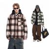 Осенне-зимняя клетчатая рубашка мужская модная свободная повседневная шляпа съемная модная куртка куртка