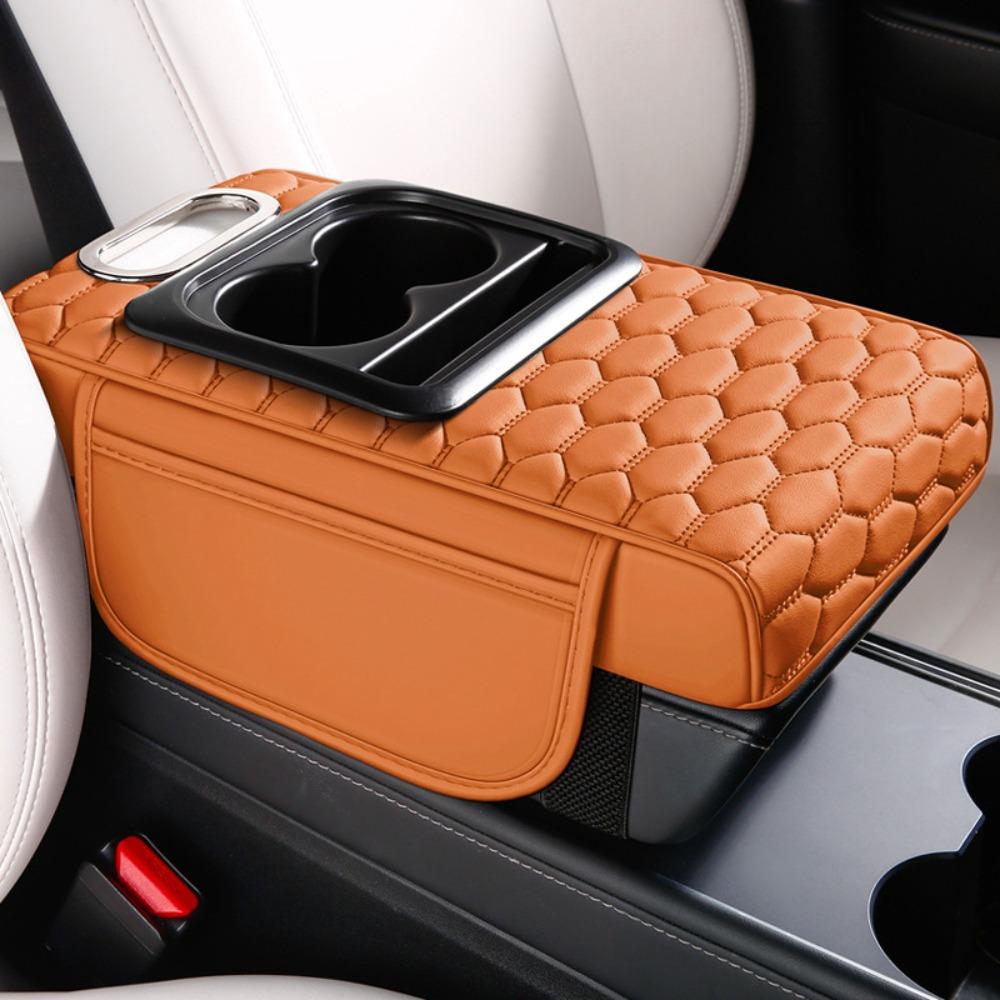Подушка-подлокотник из искусственной кожи, портативная, для автомобиля, новая, с ящиком для хранения, универсальная