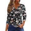 Women's T Shirt Print Button 3/4 Sleeve Daily Weekend Fashion Basic V- Neck Regular Top