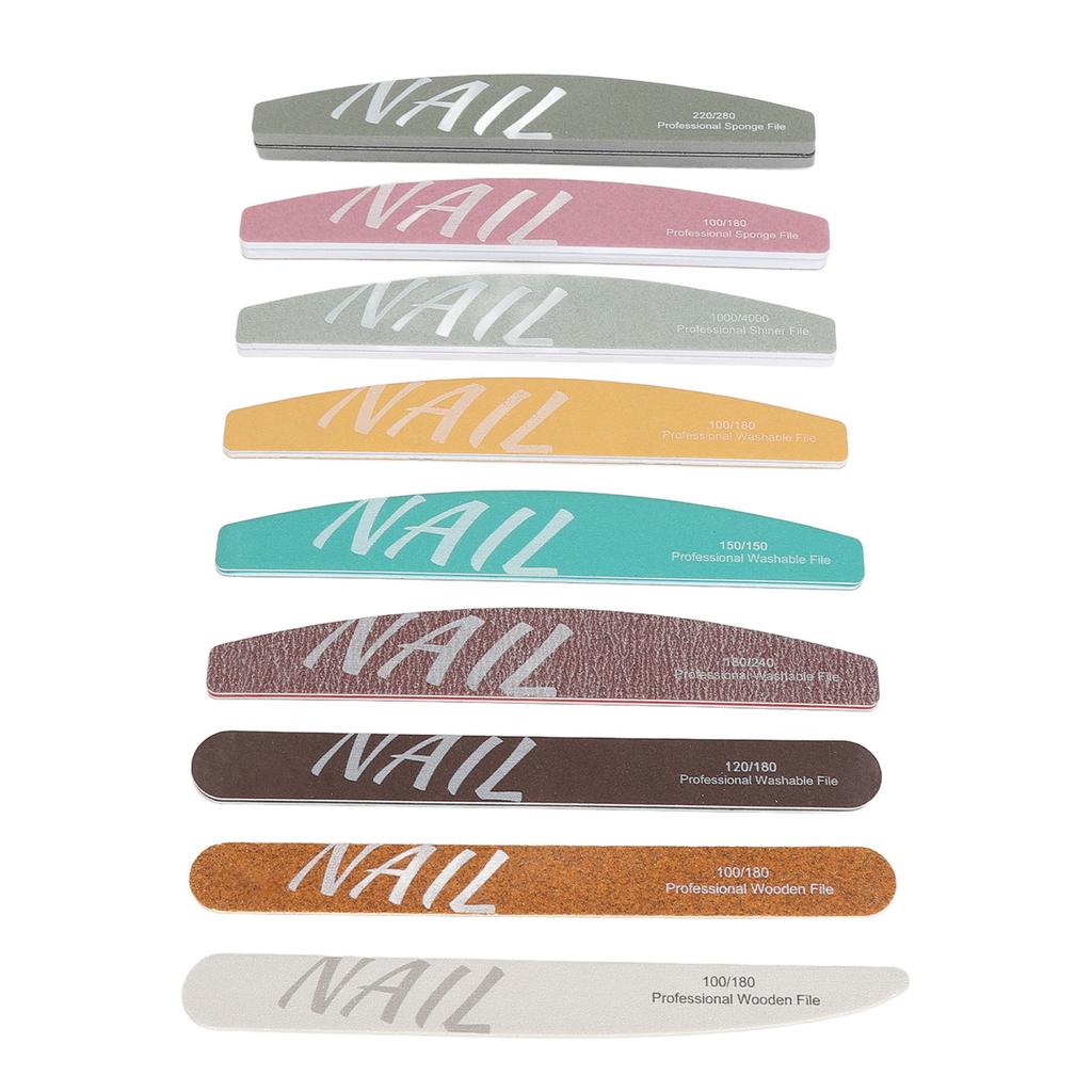 Набор из 9 предметов, набор пилочек для ногтей различной формы, профессиональные маникюрные инструменты, моющийся набор буферов для ногтей для акрила