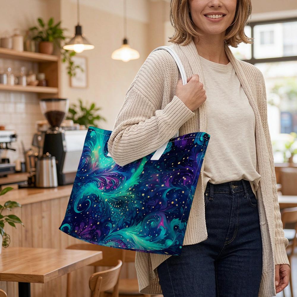 Galaxy Pattern Tote Bag Fashion Portable Large Capacity Casual Daily Shoulder Handbag for Outdoor Shopping Travel