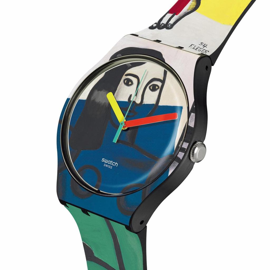 Swatch ДВЕ ЖЕНЩИНЫ С ЦВЕТАМИ SUOZ363 Черные Наручные часы LEGER'S
