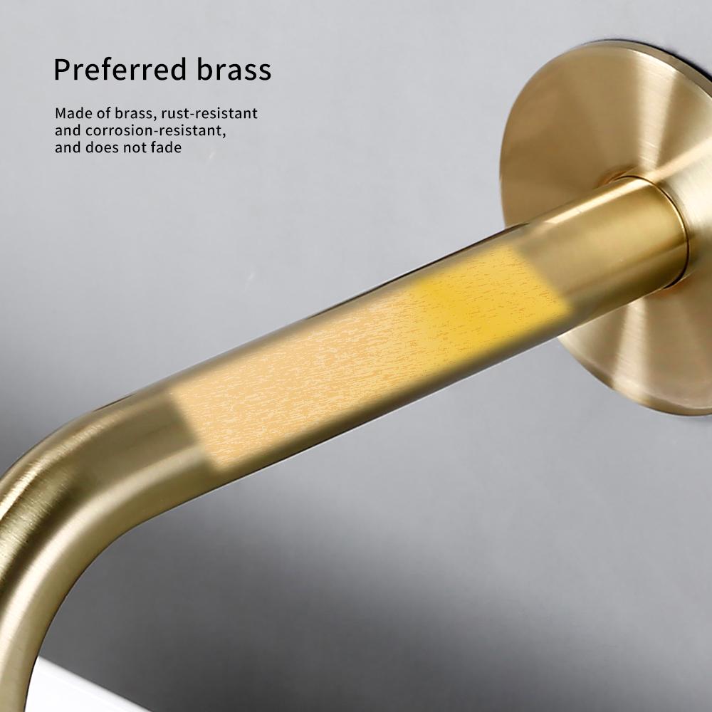 Смеситель для раковины ванной комнаты Bagnolux Brass Single Holder Control Double Hollow Brushed Gold с настенным креплением для горячей и холодной воды