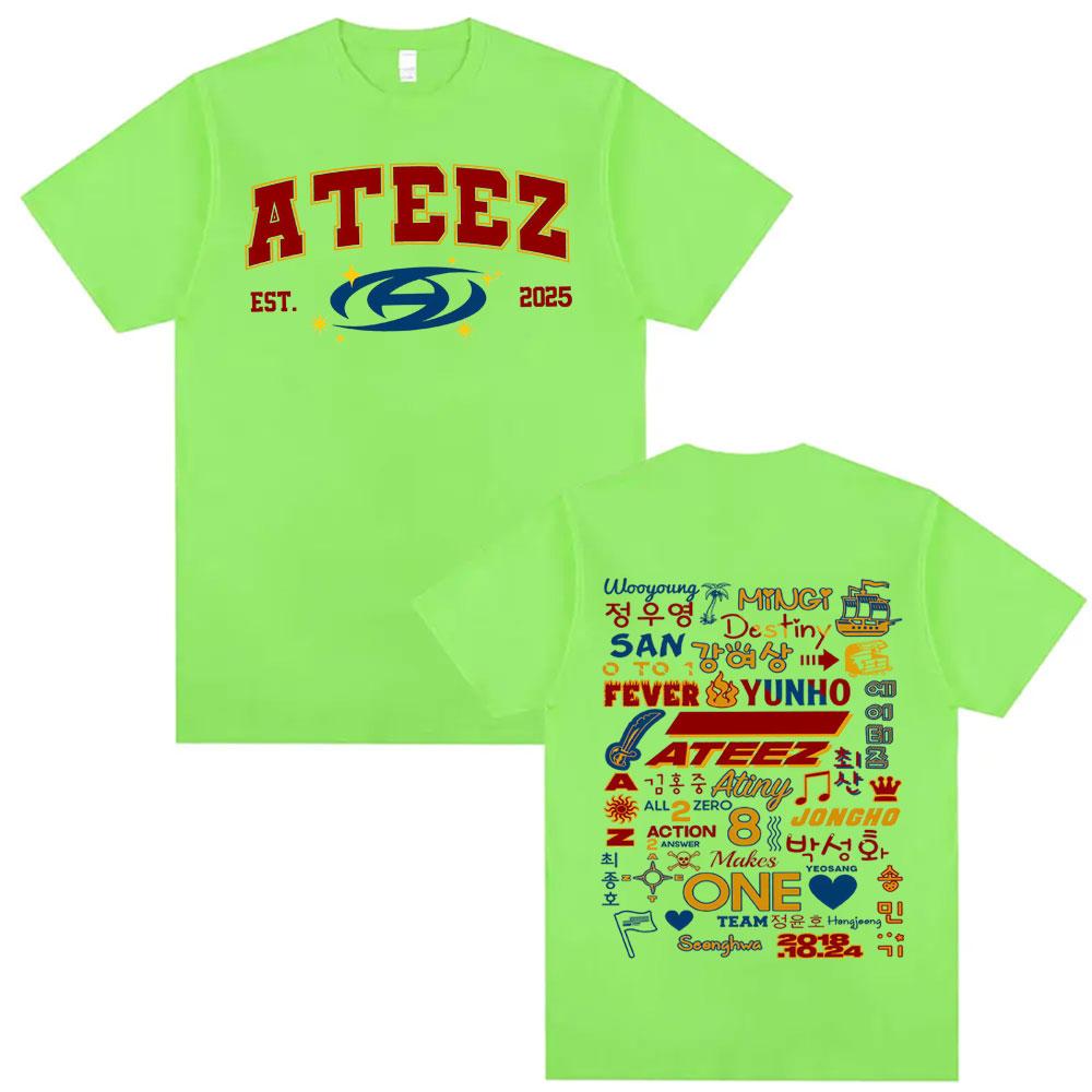 Kpop Ateez 2025 World Tour in Your Fantasy Merch T Shirts Unisex Women Korean Fashion Retro High Street Tshirt 100 Cotton T Shirt