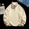 Men Sweatshirt Half Zipper Stand Collar Long Sleeves Solid Color Pullover Mid