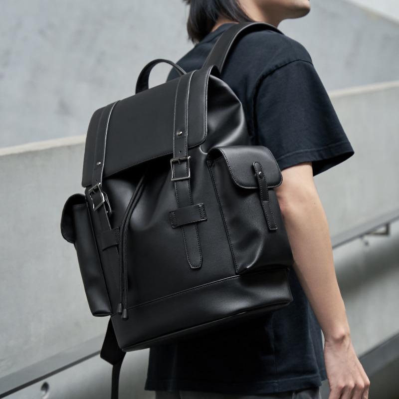 Backpack Men's Backpack Large Capacity Business Computer Bag Leather Fashion High School Student Bag