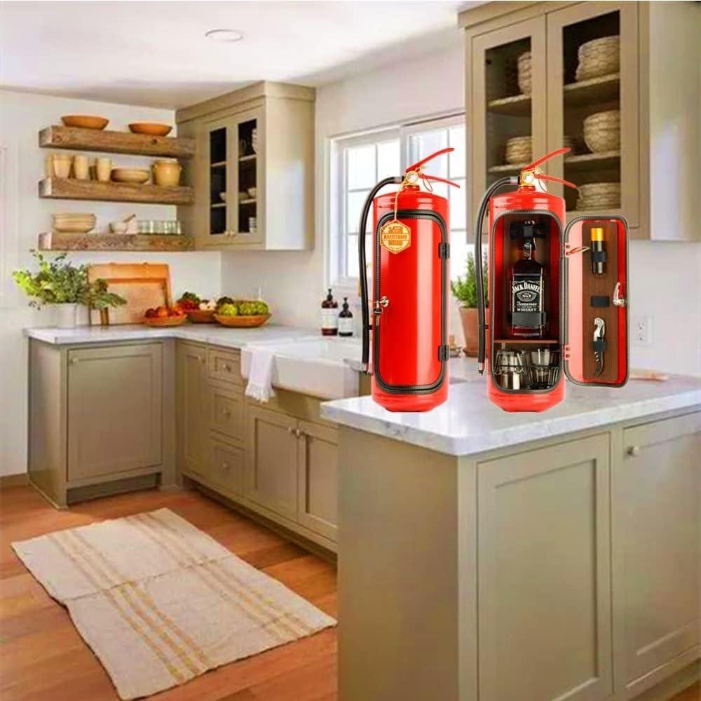 Portable Bottle Holder Red/Black Hidden Liquor Cabinet Fire Extinguisher Storage System Bar