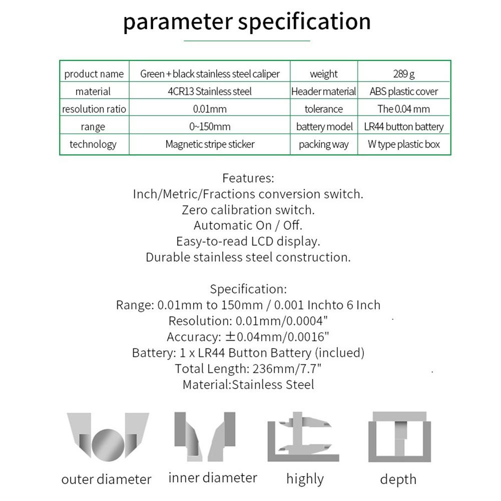 Штангенциркуль из нержавеющей стали Микрометр ЖК-цифровые измерительные инструменты