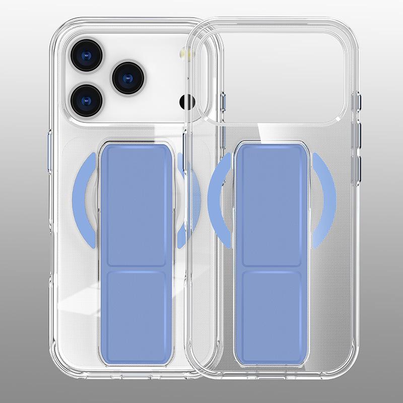 Чехол для iPhone 17 Pro Max со складной подставкой, кристальным ремешком на запястье, магнитный, прозрачный и ударопрочный.