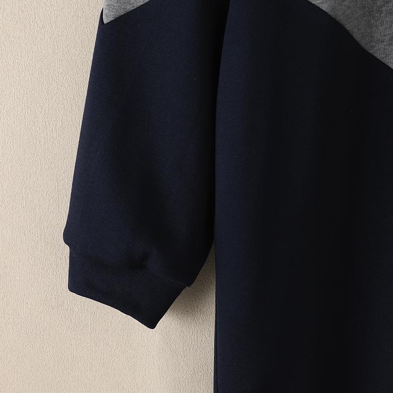 ZANZEA Женский повседневный лоскутный свитер с длинным рукавом, толстовка с капюшоном, платье-свитшот