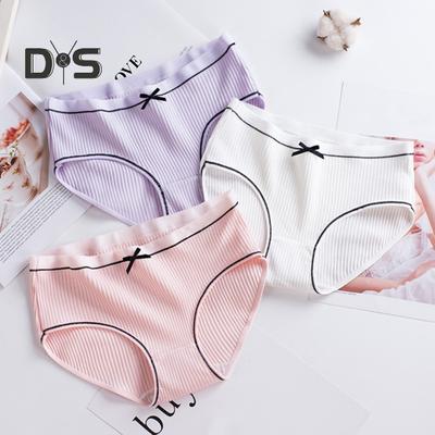 Женские трусики с бантом и нитками, средняя талия, эластичные хлопковые трусы, бесшовные, максимальный комфорт, повседневные спортивные трусы, женское нижнее белье