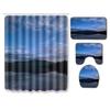 Landscape Shower Curtain Floor Mat Combination Four-Piece Set Bathroom Toilet Carpet Shower Room Mat Foot Mat