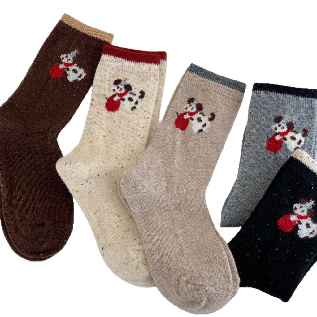 Универсальные средние носки-трубы Love Wool Socks Бесшовные Теплые Милые Японские и Корейские Щенки Женские Мультяшные Утепленные Компрессионные Носки
