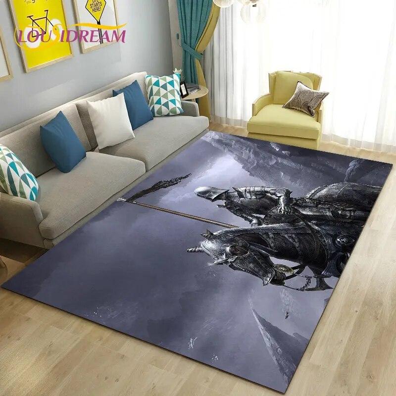 Ковер Игровой Зона Рыцарь Тамплиер Крестоносцы Большой,Ковер для Гостиной Спальни Дивана Придверный коврик Кухня,Нескользящий Коврик для Пола