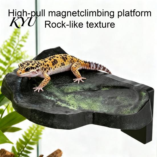 Terrarium Climbing Shelf Magnetic Reptile Ledge, Shelf, Rock Durable Cage Furniture Look Resting Platform for Geckos, Tree Frogs Small Habitat Decor