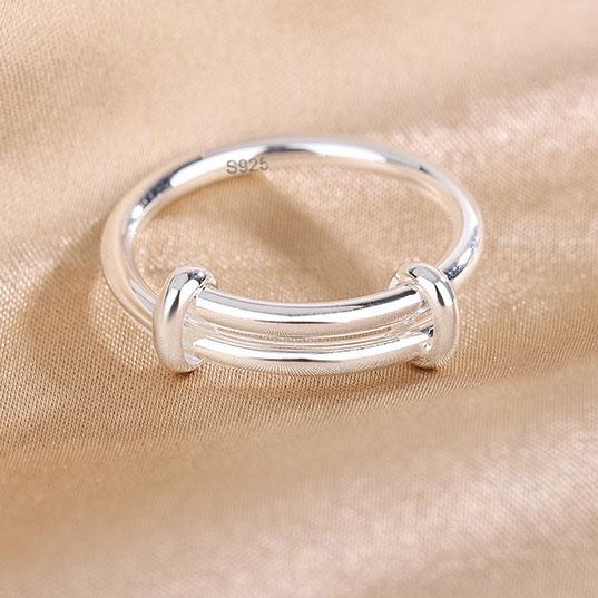 925 Sterling Silver Rings For Women Geometric Fine Jewelry Finger Adjustable Gold Interware CZ Ring For Party Birthday Gift