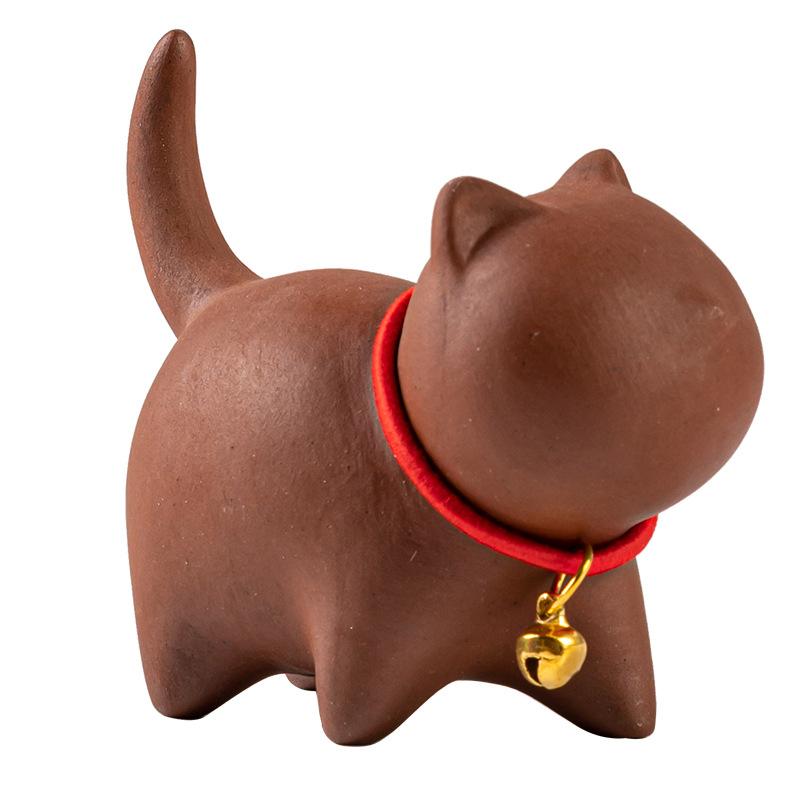 Фиолетовая глина Милые кошки Чайные питомцы Керамический набор для кунг-фу Аксессуары для домашнего декора Чайное искусство Украшения Котенок Чайная утварь