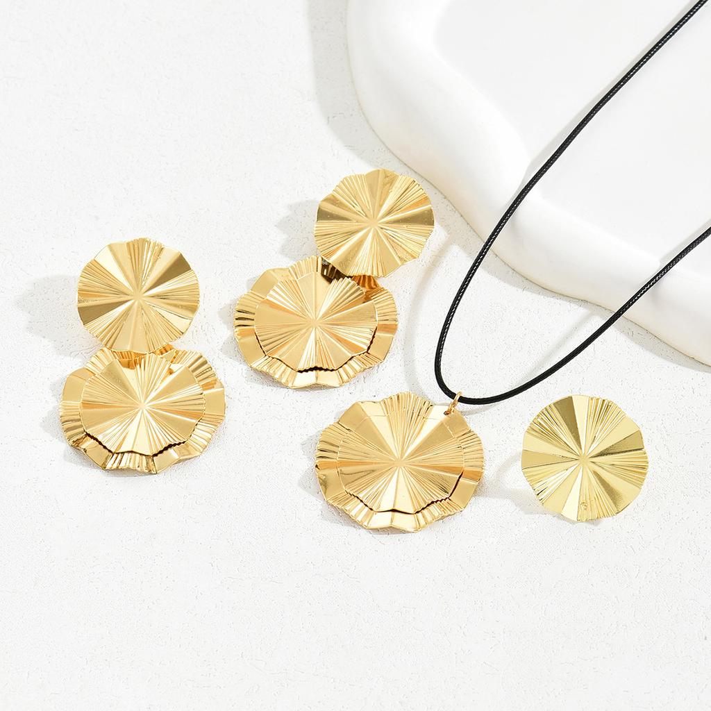 Personalized Hip-hop Women's Earrings, Necklace Set, Fashionable Double-layer Design Stud Earrings, Simple and Versatile Women's Ring