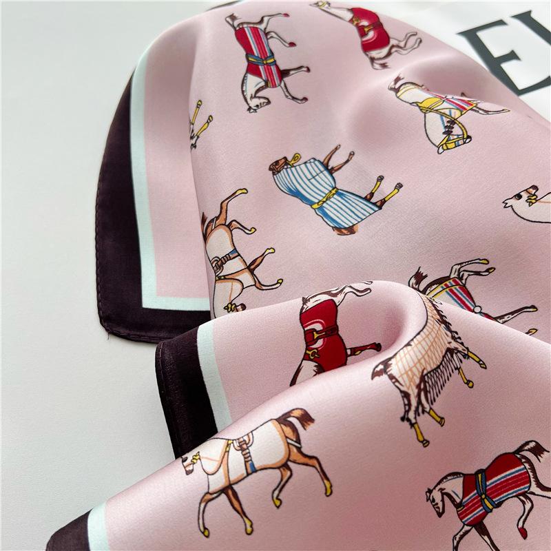 53*53cm Square Silk Scarf Women's Fashion Printed Small Neck Scarf Office Women's Hair Belt Folar Handkerchief Women's Handkerchief Scarf