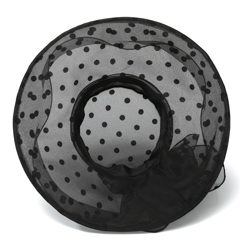 Шляпа от солнца из органзы в горошек, элегантные кружевные шляпы дерби с широкими полями, легкие тонкие дышащие дорожные пляжные шляпы для женщин и девочек