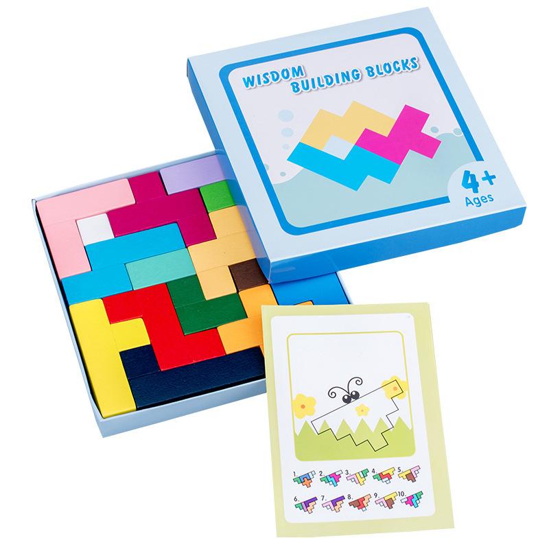 Wooden Puzzle Children Cartoon Forest Animals Tetris Large Building Block Three-dimensional Puzzle Parent-child Toy