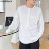 Men Round Neck Long Sleeve Solid Color Casual Loose Shirts