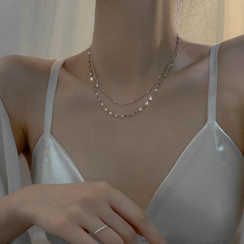 ANENJERY Двухслойное ожерелье с крестом и звездой, женская блестящая цепочка на ключицы, оптовая продажа