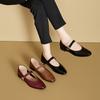Spring and Autumn Casual Shoes Women's Retro One-word Buckle with Mary Jane Women's Shoes Light Mouth Round Head Low Heel Single Shoes