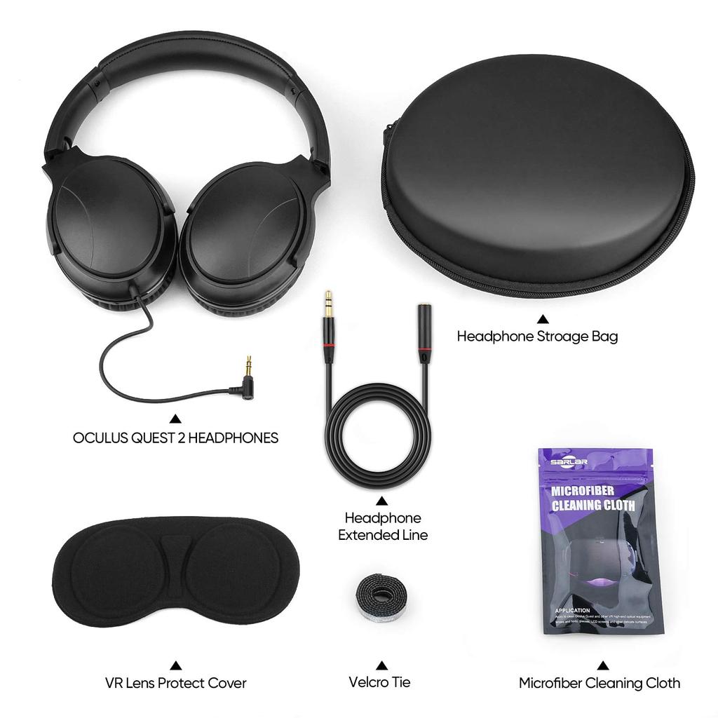 SARLAR VR Gaming Headphones for Oculus Quest 2 Headset Increase VR Immersion Custom Length Cable Optimized Game Audio Driver Memory Protein Ear Pads