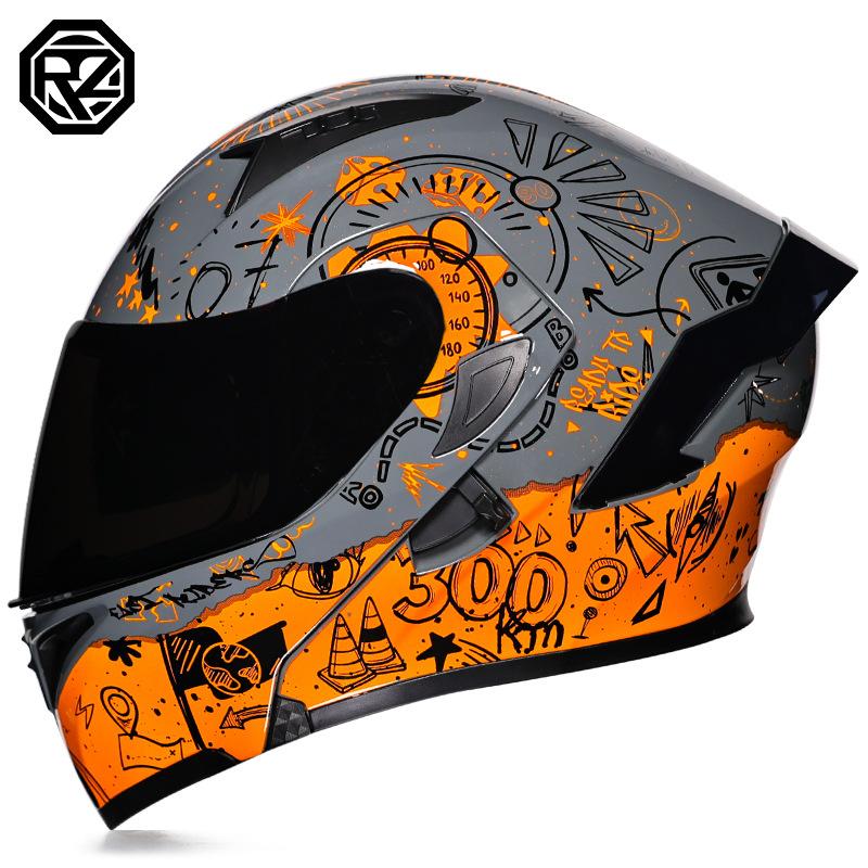 Motorcycle Helmets Men's and Women's Unveiling Helmets Full Helmets Tail Rider Bluetooth Locomotive Men's and Women's Winter Personality Electric