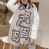 New Korean Ins Cartoon Bear Scarf for Women In Winter Cute Girl Thickened Warm Shawl Scarf Warm Knitted