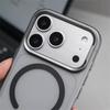 Металлическая линза Матовый матовый полупрозрачный Чехол для Magsafe для iPhone 17 Pro Max 17Pro 16 15 Pro Max Магнитная беспроводная зарядка Тонкий жесткий ПК чехол