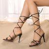 Мода Новое поступление Летняя мода Сексуальные босоножки на шпильке с перекрестными ремешками Элегантные банкетные туфли на высоком каблуке Свадебные туфли для подружки невесты 2025