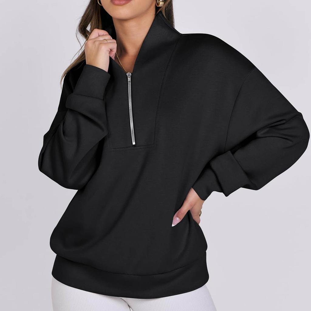 Женская толстовка на молнии с длинным рукавом и воротником на четверть молнии, пуловер, топы, осенние наряды